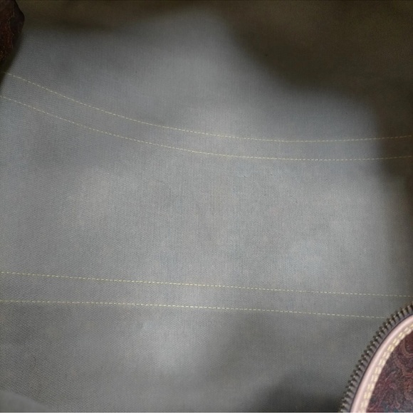 Etro Travel Bag  Brown PVC with strap and lock and key and luggage tag EUC - Picture 4 of 9